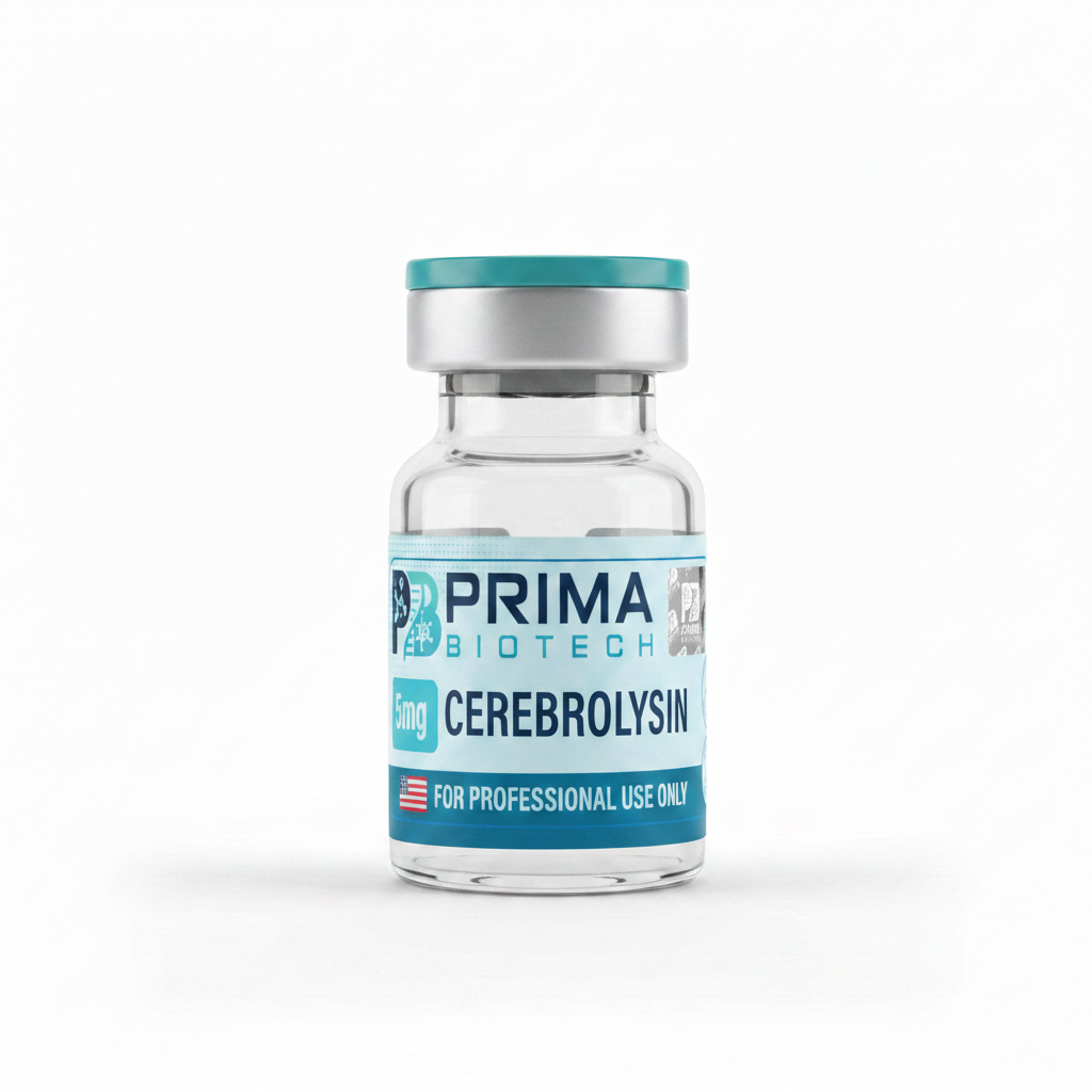 Cerebrolysin 60mg research peptide vial with Prima Biotech label on white background