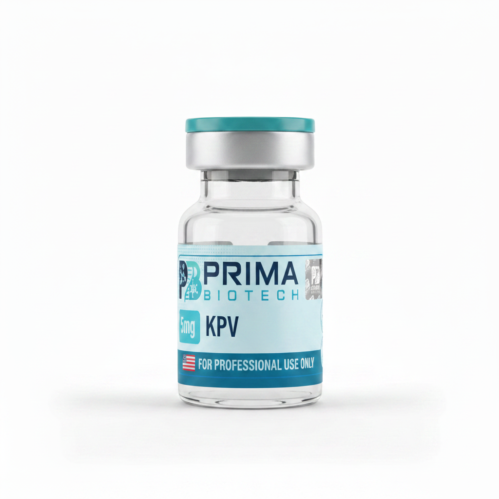 KPV 10mg research peptide vial with Prima Biotech label on white background
